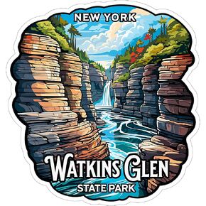 Watkins Glen State Park New York Sticker 4 Inch - Waterproof Vinyl Decal for Laptop Water Bottle Car Tumbler - Durable Aesthetic Long-Lasting Stickers for Adults ID44990