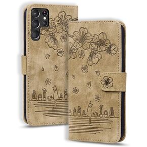 Flip Case for Samsung Galaxy S23, Premium PU Leather Wallet Folio Cover with Card Holder Kickstand Compatible with Galaxy S23 - Red