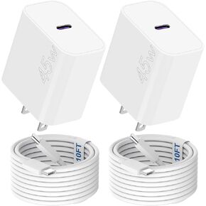I-Phone 16 Pro Max Charger Fast Charging ، 45W USB C Charger مع كابل الشحن السريع من النوع C من النوع C لـ I-Phone 16/16 Plus/16 Pro/16 Pro Max/15/15 Pro/15 Pro Max/15 Plus ، Android Phone