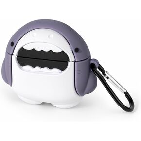 لحالة AirPods ، Cute Shark Airpods 2 Case Funny 3D Cartoon Animal Protection PVC Cover with Carabiner for Kids Girls Women Women