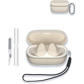 Case Cover for Jabra Elite 5 True Wireless in-Ear Bluetooth Earbuds,WUNIAK Clear Soft TPU Protective Cover with Keychain and Cleaner Kit for Women Men Shockproof Skin,Clear
