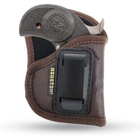 Brown Inside Waistband Gun Holster for Men/Women for Bond Arms, Roughneck, Backup, Texas Def 1 .410/357 / 38 / .9 / .45, 2.5 Barrel (Right). Eco Leather Concealed Handgun Holster 9mm by Houston