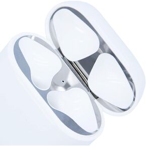 2 Sets Dust Guard Sticker Compatible with AirPods Cases 1rd/2rd Generation W/Hole (Sliver)