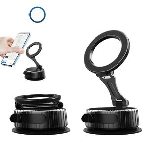 Upgraded Adjustable Vacuum Magnetic Suction Cup Car Phone Holder, Vacuum Magnetic Phone Holder for Car, Hands-Free Suction Cup Phone Mount, Magnetic Phone Mount Suitable for iPhone 16/15/14/13/12