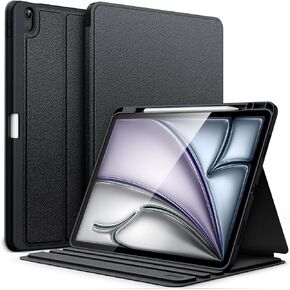 حالة Jetech لـ iPad Air 13 بوصة M3/M2 (2025/2024) مع حامل القلم الرصاص ، وغطاء قرص واقٍ من الورقة النحيفة ، وعرض متعدد الزوايا ، وأيقلة السيارات/النوم (أسود)