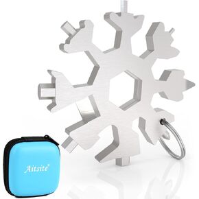 Aitsite Snowflake Multitool, Christmas Gifts for Men, 18 in 1 Snowflake Tools for Dad, Him, Husband, Boyfriend, Grandpa(Silver)
