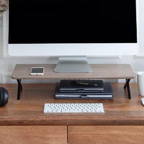 ANJI Mountain Monitor Stand - منظم سطح المكتب و RIPER -CAPTOP RISER ، مراقب مريح ، منصة مراقبة لتوفير الفضاء للمكتب ، البناء المتين ، التجميع السهل ، مثالي للمنزل والمكتب ، WHITE WASH