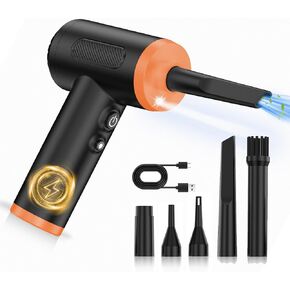 Duster Air Air مضغوط ، منفاخ هواء السيارة وضخات الهواء ، 3 منظف الهواء الكهربائي القابل للتعديل/Mini PC منظف لوحة مفاتيح قابلة لإعادة الشحن مع منافسة الهواء LED LID-8 مجموعات للكمبيوتر
