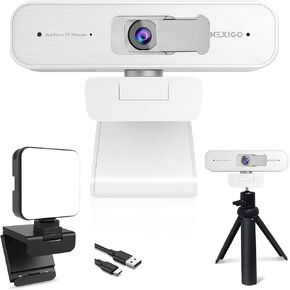 NexiGo Webcam Kits, N940P (Gen 2) 2K Zoomable Webcam with Remote | 1080P@ 60FPS | 3X Zoom in | Dual Stereo Microphone, Extendable Tripod Stand, Video Conference Lighting, for Zoom/Skype/Teams