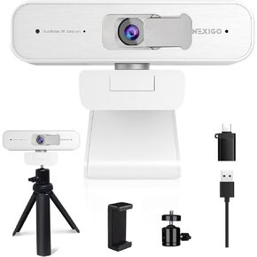 NexiGo Webcam Kits, N940P (Gen 2) 2K Zoomable Webcam with Remote| Sony_Starvis Sensor | 1080P@ 60FPS | 3X Zoom in | Dual Stereo Microphone, Lightweight Mini Tripod, for Zoom/Skype/Teams