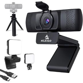 NexiGo 1080P Webcam Kits, N930P 1080P Streaming Business Webcam with Software, Microphone & Privacy Cover, AutoFocus, Extendable Tripod Stand, Video Conference Lighting, for OBS/Zoom/Skype