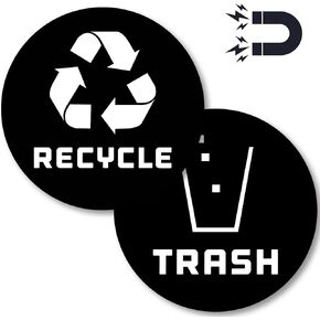 4 Pack Recycle and Trash Sticker Decals to Organize Your Trash - 4in Circle - for Garbage cans and Recycle Bins - Laminated Premium Vinyl Decal (Blue, Small)
