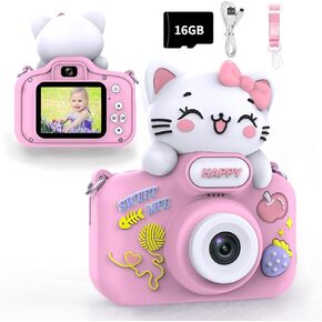 Video Children's Camera Toys for 3-12 Years Old Kids Boys Girls,HD Video Camcorder with Protective Silicone Cover,Christmas Birthday Gifts with 16GB SD Card (Pink)