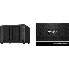 Synology 5-Bay DiskStation DS1522+ (Diskless),Black & PNY CS900 500GB 3D NAND 2.5" SATA III Internal Solid State Drive (SSD) - (SSD7CS900-500-RB)