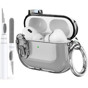 for Airpods Pro 2/1 Gen Case Cover with Lock (2019/2022/2023), Clear Locking Case for Airpod Pro 2nd/1st Generation Shockproof Protective Cover Skin for Apple iPod Pro - Black
