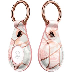 It-blason cosmo Airtag keychain case ، حامل حالة وقائي أنيقة مع حلقة سلسلة المفاتيح لـ Apple Airtag 2021 (رخام 1 حزمة)