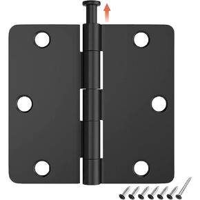 HOSOM Satin Nickel Door Hinges 3.5 Inch Interior Door Hinges with 1/4" Radius, 3-1/2 Brushed Nickel Door Hinges, 3 Pack