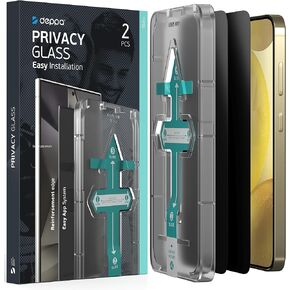 Deppa [2 Pack Privacy Screen Protector for Samsung Galaxy S24+ Plus (6.7') Tempered Glass | Fingerprint Unlock | Full Coverage | Case Compatible | with Bubble Free Easy Install Kit [Video Guide]