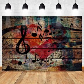 Music Notation Backdrop for Party Decorations Music Stage Backdrop Music Symbol Wooden Wall Photography Background MEETSIOY 7x5ft Themed Party Photo Booth Backdrop GEMT1371