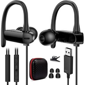 USB Headphone Over-Ear Hook 2.5M 8.2FT Computer Headset Mute Mic USB A Earphone in-Ear Noise Cancel Wired Earbuds for MacBook for Chromebook Notebook for Teams for Zoom Office School Laptop Desktop PC