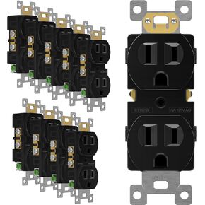ENERLITES Duplex Receptacle Outlet, Residential Grade Electrical Wall Outlet, 15A 125V, Self-Grounding, 2-Pole, 3-Wire, UL Listed, 61581-W-10PCS, White (10 Pack) in Saudi Arabia