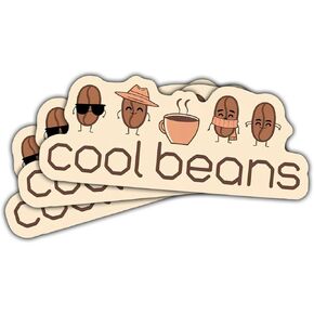 3Pcs Cool Beans Coffee Sticker for Girls Funny Cute Coffee Bean Waterproof Sticker Cafe Gift Cool Beans Stickers Cafe Vinyl Car Decal for Laptop Water Bottle Toolbox Phone Case Cars 3"x3"