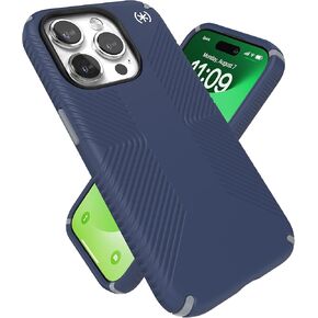 Speck iPhone 15 Pro Case - Built for MagSafe, Drop Protection Grip - Scratch Resistant, Soft Touch, 6.1 Inch Phone Case - Presidio2 Grip Spring Purple/Cloudy Grey/White