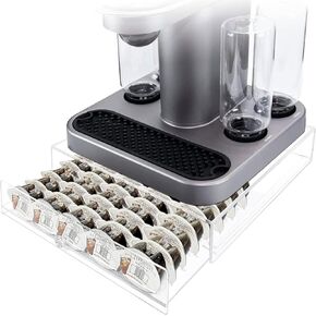Holder for BARTESIAN Cocktail Pods, Storage Drawer for BARTESIAN Cocktail Pods, Organizer for Bev by BLACK+DECKER Cocktail Machine Pods(Hold 45 Pods, Transparent, Weight capacity 30 lbs)