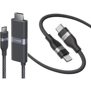 Anker Nano USB C to HDMI Cable Adapter with 140W PD Fast Charging Port&Nano USB C Cable, 240W 6 ft Flexible Multi-Color Braided Cord