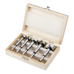 Forstner Bit Set 5 Pcs - HPHOPE Forstner Bits for Wood, Wood Drilling with Round Shank, Drill Accessories, Ø15/20/25/30/35mm with Storage Case