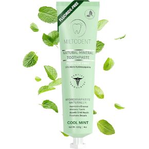MILTODENT Premium Hydroxyapatite Toothpaste – 15% Micro-Hydroxyapatite | Fluoride-Free, Best Taste, Foam-Free, Natural Mineralizing | Safe Alternative to Nano-Hydroxyapatite | SLS-Free & Natural 4oz