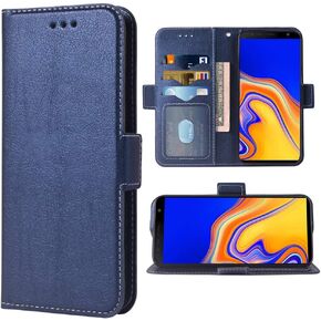 Compatible with Samsung Galaxy J4 Plus Flip Wallet Wrist Strap Lanyard Credit Card Holder Slots Heavy Duty Protection Kickstand Cover Phone Case for Glaxay J4 Prime Gaxaly J4 Core J4+ 2018 Rose Gold