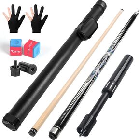 Kmise Professional Pool Cue Set - Canadian Maple Pool Cues Sticks with Low Deflection Shaft and Telescopic Carbon Fiber Extension, Set Comes with Leather Cue Case & Billiards Accessories.