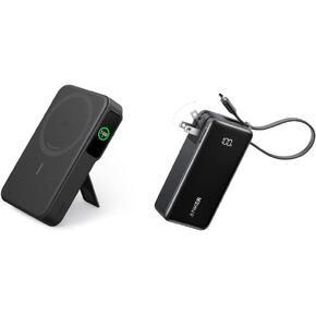 Anker MagGo Power Bank, Qi2 Certified 15W Ultra-Fast MagSafe-Compatible Portable Charger 3-in-1 Portable iPhone Charger, 10,000mAh Power Ban