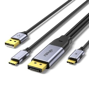Fairikabe DisplayPort to USB-C Cable - 10FT, 4K@60Hz, Studio Display, Portable Monitor, Touchscreen Compatible