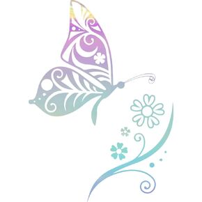 زهرة الفراشة Inwrought 1 (الأرجواني الأرجواني المجسم) (مجموعة من 2) ملصقات صناديق فينيل مقاومة للماء لأجهزة الكمبيوتر المحمولة ملحق الخوذة نافذة ممسحة الكوب من جدار الباب