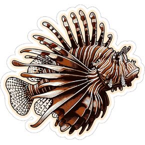 Lionfish Sticker 4 Inch - Waterproof Animal Vinyl Decal for Laptop Water Bottle Car Tumbler - Durable Aesthetic Long-Lasting Stickers for Adults ID44990