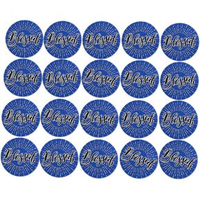 Novel Merk Blessed Religious Vinyl Stickers - 2" Round Individual Decals for Laptop, Water Bottles, Envelope Seal & Tags - Waterproof (20 Blessed)