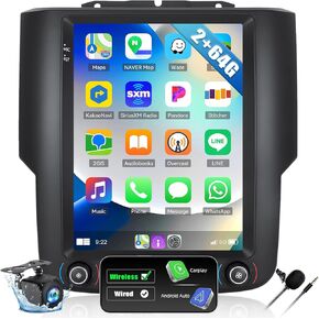 2+64G Android 13 Car Stereo for Dodge RAM 1500 2500 3500 2013-2018(Auto AC) with Wireless Carplay Android Auto, 9.7 ’’ Touchscreen in Dash GPS Radio with GPS WiFi Bluetooth FM RDS EQ SWC Backup Camera
