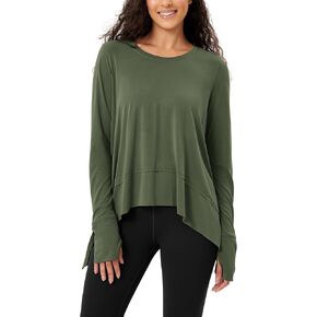 Ododos Women's Modal Soft Long Sleeve Tee مع Thumb Holed Athletic Gym Porkout Tops قمصان اليوغا