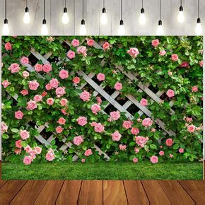 LTLYH Vinyl 10x8ft Valentine's Day Flowers Backdrop, Green Leaf Fence, Birthday Party Decoration, Wedding Backdrop, Photo Studio Props