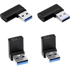CERRXIAN Right & Left & Up & Down Angle USB A 3.0 Male to USB Type C 3.1 Female Connector