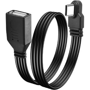 90 Degree USB C Male to USB A Female OTG Cable Right Angle Type C to USB Charge Cord Fast Charging and Data TransferFlat Flexible USB-C to USB-A 2.0 Cable for Phone,Tablet,Laptop 1Ft