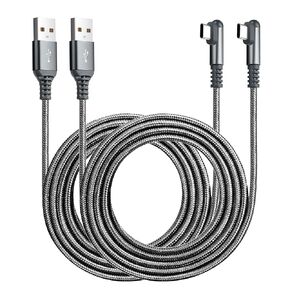 كابل الشاحن من النوع C USB 3A ، [2-Pack 5ft+10ft] الزاوية اليمنى 90 درجة شحن سريع مضفر متوافق مع Galaxy S10 S9 وجهاز نوع C آخر (5 قدم+10 أقدام ، أرجواني)