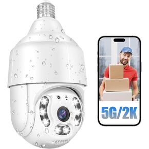 MCJ 2K / 4MP Light Bulb Security Camera Outdoor Waterproof, 2.4GHz Wireless WiFi Light Socket Camera for Home Secuity with Motion Detection and Alarm, Color Night Vision (IK580)