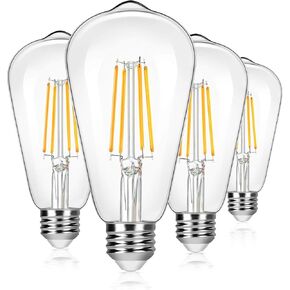 12-Pack Vintage 7W ST58 LED Edison Light Bulbs 60W Equivalent, 850Lumens, 3000K Soft Warm White, E26 Base LED Filament Bulbs, CRI90+, Antique Glass Style Great for Home, Bedroom, Office, Non-Dimmable