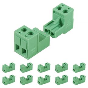 10 Set 5.08mm Pitch Screw Terminal Block Connector Pluggable 3 Pin PCB Mount Screw with Phoenix Plug for 12-24 AWG Cable, 3 Pin