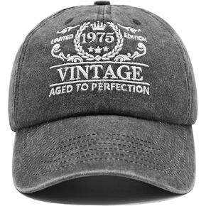 50th Birthday Gifts for Him Her, 1975 50th Birthday Decorations - Adjustable Embroidered Baseball Caps