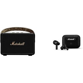 Marshall Kilburn II Bluetooth Portable Speaker - Black & Brass & Motif True Wireless Noise Canceling Headphones, Black