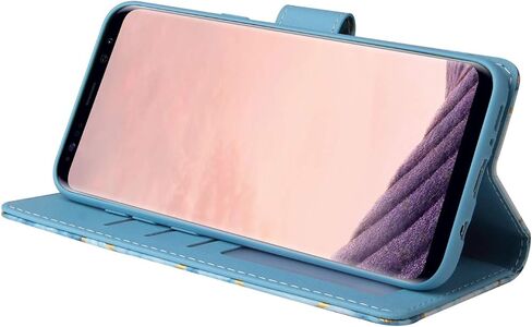 Compatible with Samsung Galaxy S8 Plus Wallet Case and Tempered Glass Screen Protector Leather Flip Card Holder Kickstand Phone Cover for S8plus S 8 8plus 8S Edge S8+ SM-G955U Women Men Black in Saudi Arabia